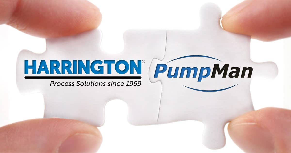Harrington Process Solutions and PumpMan logos on puzzle pieces