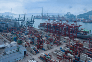 aerial view of Victoria Harbour in Hong Kong