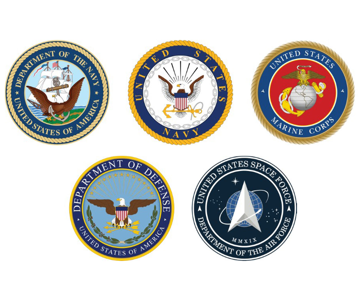official emblems of the five branches of the United States Armed Forces
