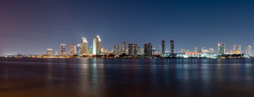 San Diego, California, skyline at night
