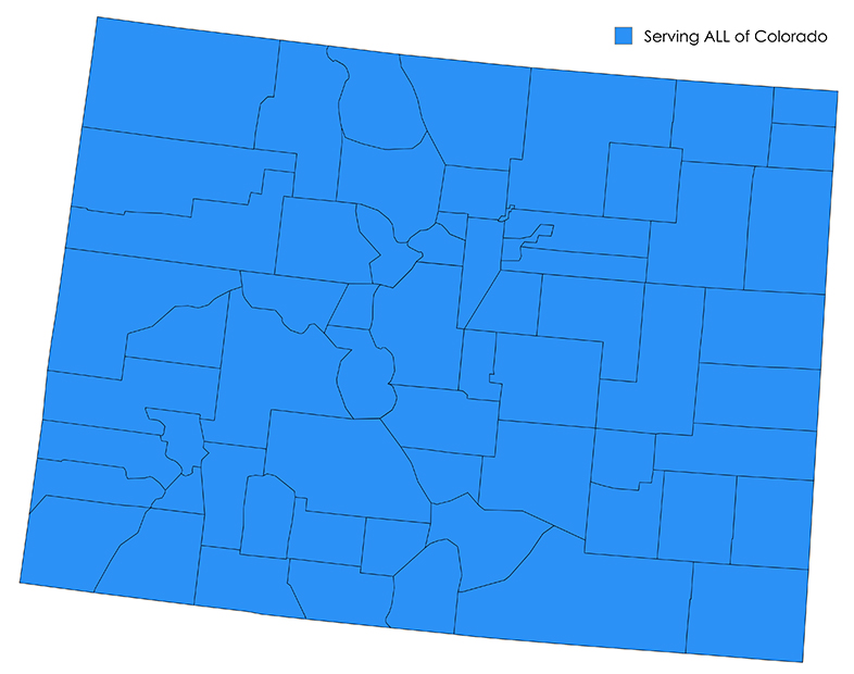PumpMan-Colorado services map of all Colorado counties marked in blue