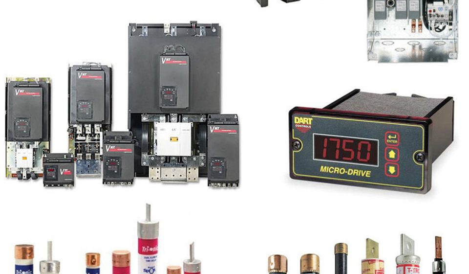 various electrical components, including a Dart Controls Micro-Drive, fuses, and variable frequency drives (VFDs)